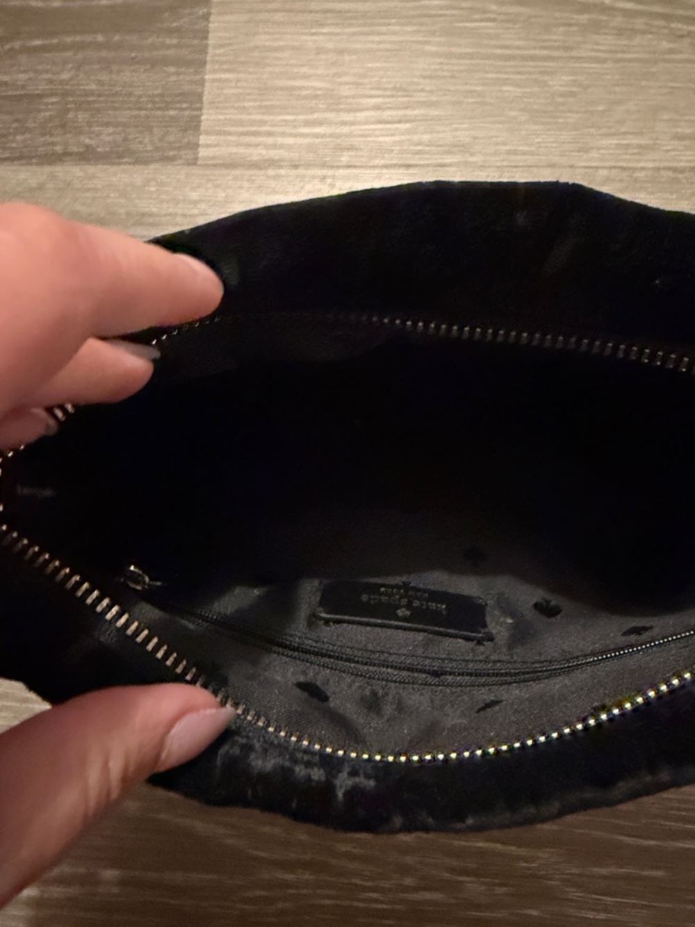 kate spade Black Velvet Shoulder Bag with Gold Logo - Picture 4 of 9